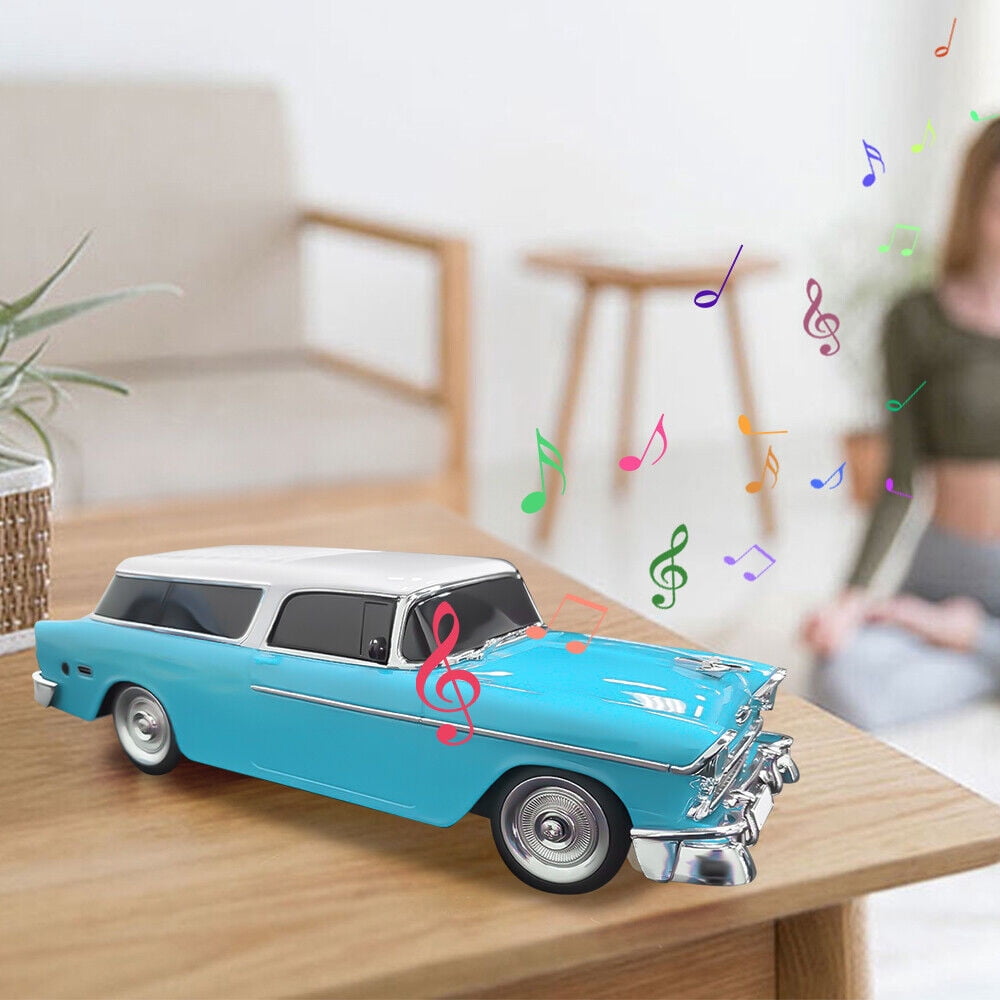 Portable Bluetooth Speaker Rechargable 1955 Vintage Retro Car Portable Wireless FM AUX USB Blue