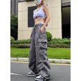 thumbnail image 5 of Pantalones de chándal holgados de estilo hip hop para mujer, con bolsillos grandes, cintura alta y cordón, estilo harén, 5 of 5