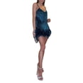 thumbnail image 6 of Wassery Women Sling Dress Sequin All-Over Tassels Feather Trim Mini Dress Sleeveless V Neck Club Party Cocktail Short Summer Glitter Flapper Dress, 6 of 7