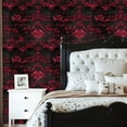 thumbnail image 2 of Peel and Stick Wallpaper Floral Damask Red Black Vintage Baroque Ornament Style Wall Mural 23.6in x 9.8ft Self Adhesive Removable Wall Paper Renter Friendly Wallpaper for Nursery Bedroom Cabinets, 2 of 8