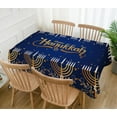 thumbnail image 2 of Rectangular Happy Hanukkah Tablecloth Jewish Chanukah Menorah Hebrew Festival of Lights Party Table Cloth Decoration Home Dining Room Kitchen Table Cover-60×84inch,, 2 of 5