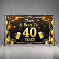 thumbnail image 5 of Black Wooden Background Golden Decorated Cheers Beers 40 Years Banner Party Supplies Photography Props Birthday Decoration Anniversary Celebrations Event Decorations, 5 of 8