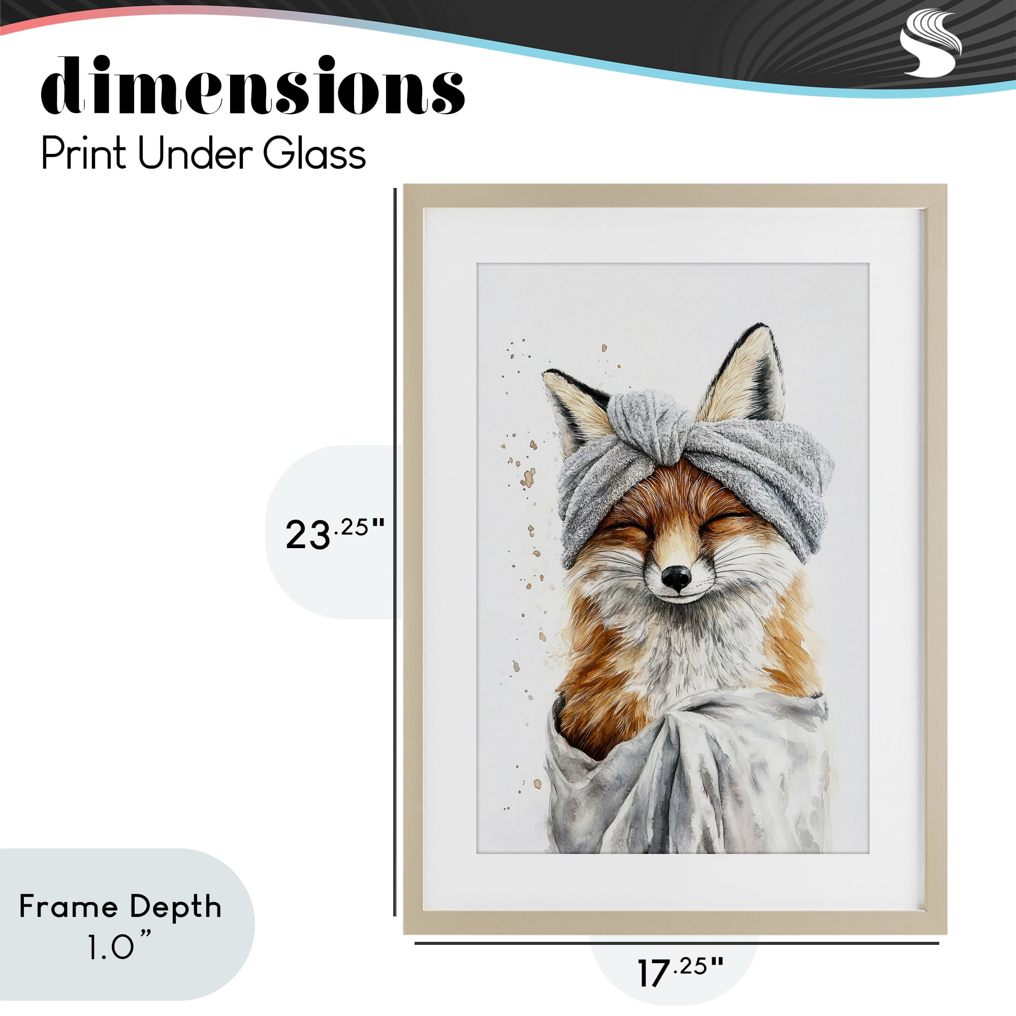 Stupell Industries Bathroom Fox Wrapped in Towel Birch Framed Print Under Glass, design by Tina LeCour