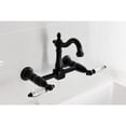 thumbnail image 4 of Kingston Brass KS2440WLL Willshire Double-Handle Wall-Mount Bridge Kitchen Faucet, Matte Black, 4 of 7