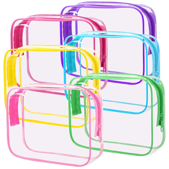 Bolsas de maquillaje CHICAUP de PVC transparente, impermeables, aprobadas por la TSA, 6 unidades