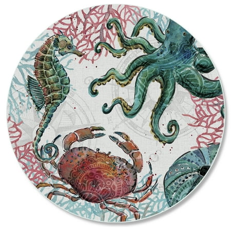 

CounterArt Ocean Finds Round Tempered Glass Lazy Susan Turntable 13 Diameter