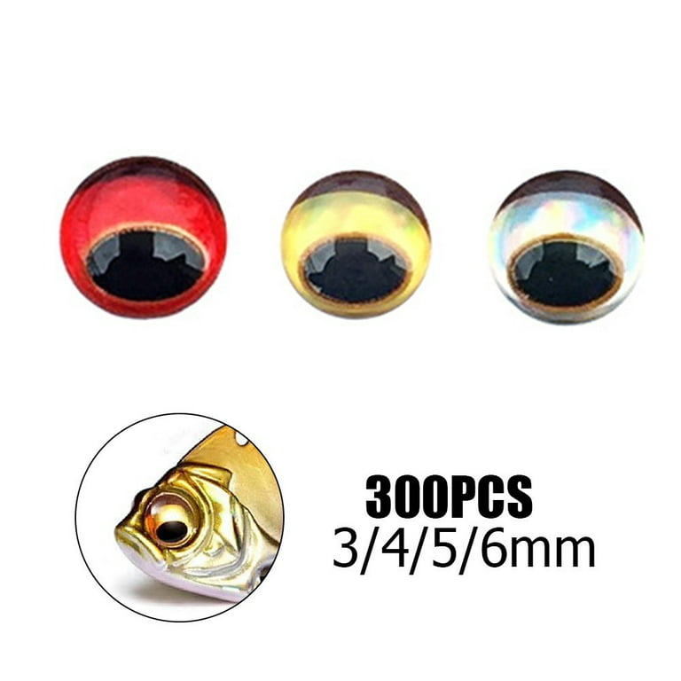 BTOER 300pcs 5mm Snake Pupil Red 3D Holographic Fishing Lure Eyes Fly Tying  DIY Gold 