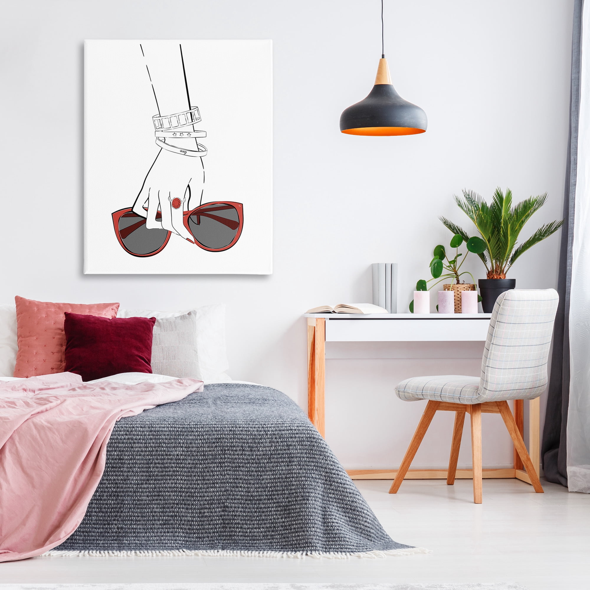 Stupell Industries Minimal Hand with Jewelry Beauty & Fashion Painting Gallery Wrapped Canvas Art Print Wall Art, 36 x 48