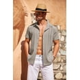 thumbnail image 4 of COOFANDY Men's Cuban Guayabera Linen Shirt - Short Sleeve Casual Beach Summer Button Down, 4 of 6