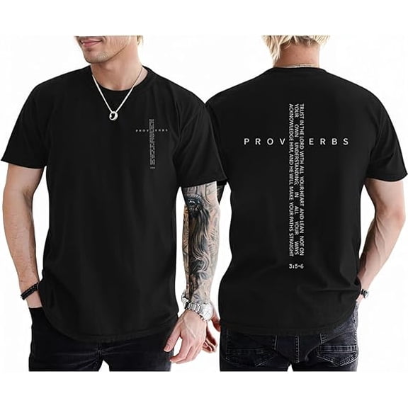Christian Shirts for Men Vintage Religious Cross Bible Verse T-Shirt Jesus Faith Tshirt Inspirational Graphic Tee