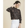 thumbnail image 5 of Moomaya Womens Printed Top, Ban Collar Long Cuff Sleeves Top, 5 of 9