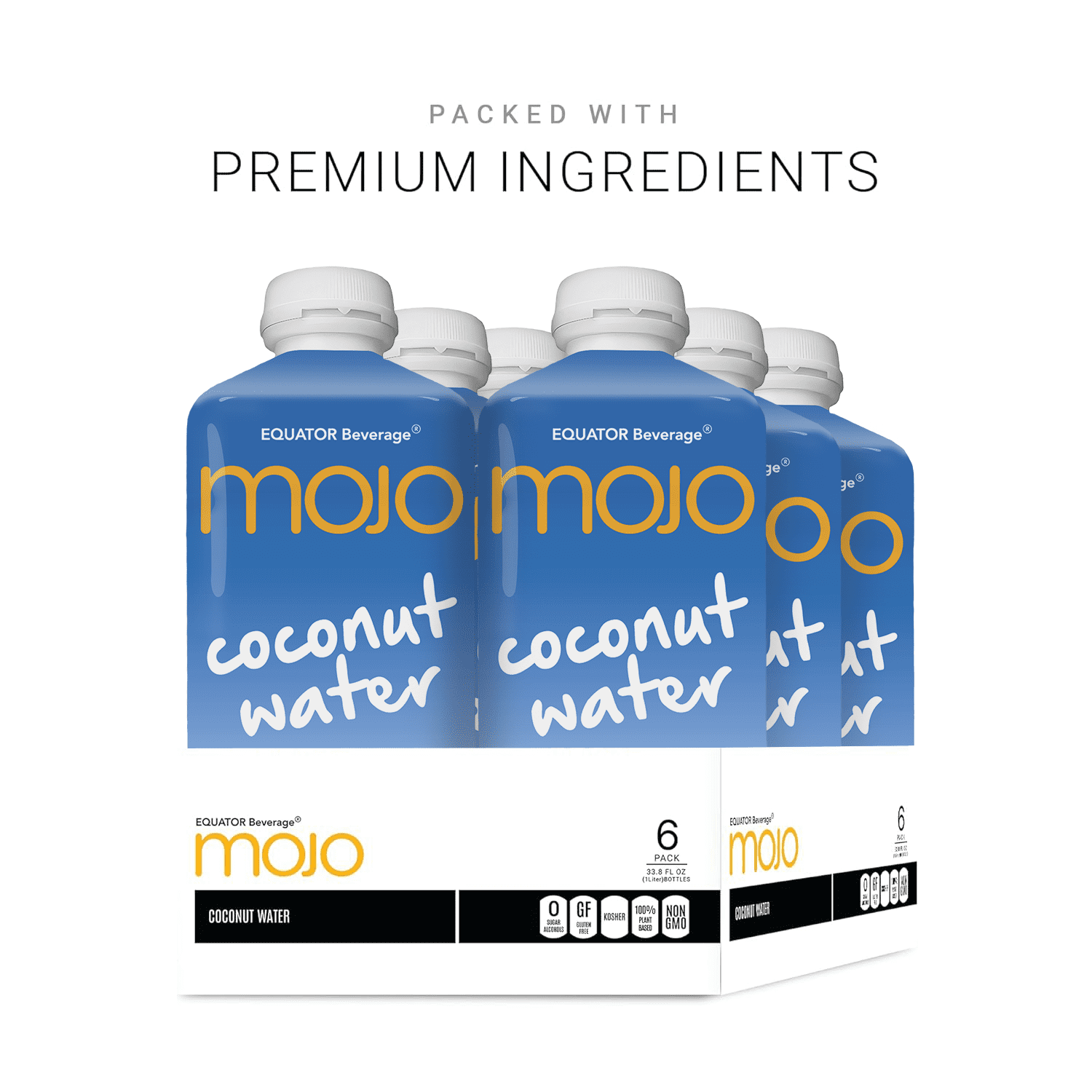 MOJO Coconut Water | Hydration Drink & Sports Drink | Electrolytes Beverage 1043 mg | Vitamin B & C | Hydration Drink for Skin & Body | 33.8 Oz (Pack Of 6)