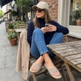 thumbnail image 6 of Cushionaire Lanky Strappy Sandals for Women, Trendy Multi-Strap Square Toe Flat Slide Womens Sandals with Cushioned Footbed, 6 of 19