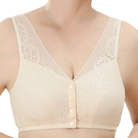 

Plu Size Ladies Lace Front Buckle Underwear Soft Cotton Cup Vest For Middle-Aged And Elderly People