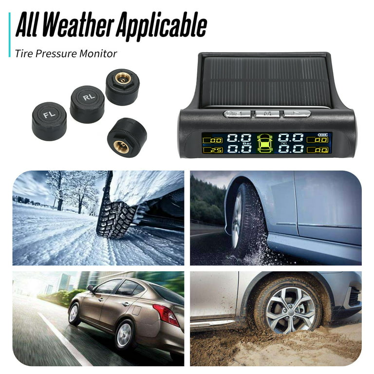 iMounTEK Tire Pressure Monitoring System, Wireless Solar TPMS with External Sensors Temperature Alarm for Car SUV Sedan RV