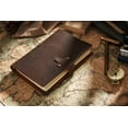 thumbnail image 3 of KISSKI·H Olvido A6 Refillable Leather Writing Notebook, Vintage Journal Binder Notebook, 6 Ring Binder Travelers Diary Notebook, A6 Cover with 80 Lined Pages, Gift for Women/Men, Dark brown, 3 of 5