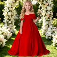 thumbnail image 3 of EnJoCho Girls Formal Dress Off Shoulder Satin Big Bow A Line Floor Length Gown For Little Girls Wedding Flower Girl Birthday Party Evening Wear, 3 of 4