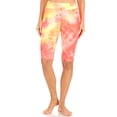 thumbnail image 3 of Women High Waist Knee Length Colorful Tie Dye Shorts – Pink/Yellow S/M, 3 of 3