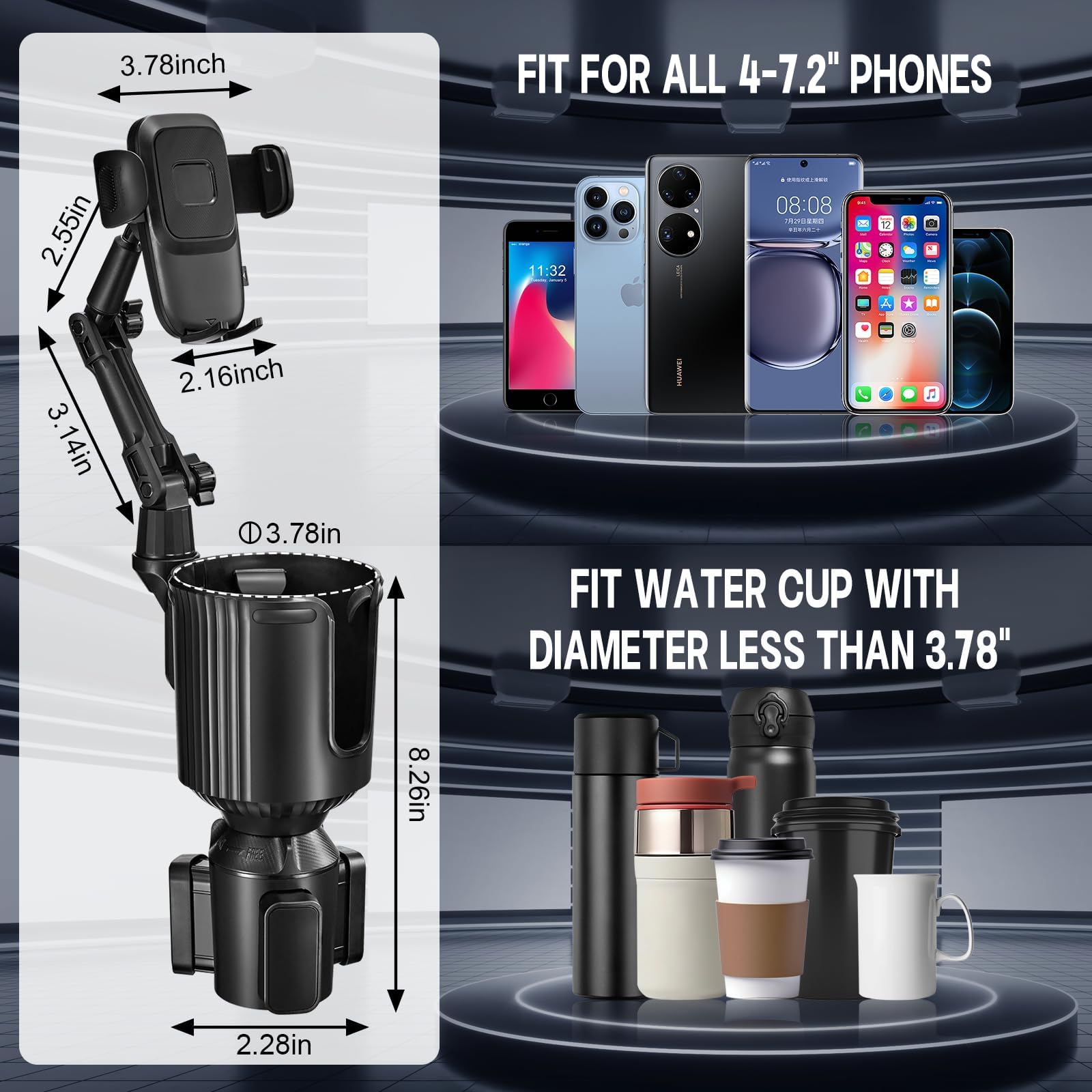 SPEEDWOW 2-in-1 Cup Holder Phone Mount, 360° Rotation photo 6