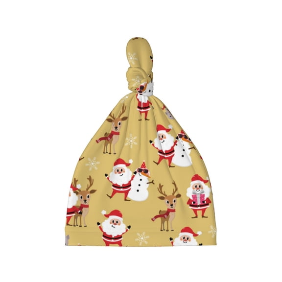 Picia Cute Santa and Reindeer Printed Preemie Hats for Baby Girls Cotton Premature Knot Hats Newborn Hospital Cap Warm Knot Beanie Nicu for Preemie Girls and Boys
