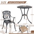 thumbnail image 2 of Outdoor 3 Piece Bistro Set Cast Aluminum Bistro Table and Chairs with Cushions, 2 of 7