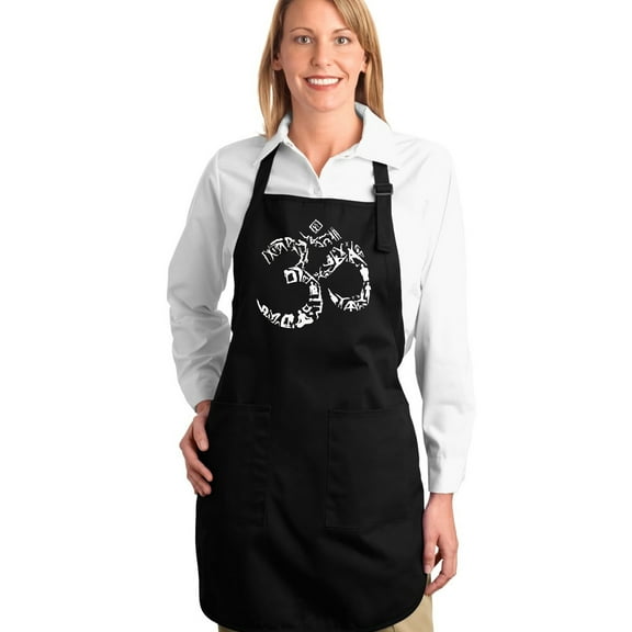 LA Pop Art Full Length Word Art Apron - THE OM SYMBOL OUT OF YOGA POSES