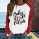 thumbnail image 1 of Puntoco Mujeres Primavera Patchwork Letra Impreso Manga Larga Cuello Redondo Casual Tee tops Puntoco Puntoco-5932, 1 of 5