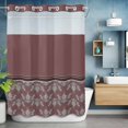 thumbnail image 6 of No Hook Boho Red Brown Flower Shower Curtain with Snap in Liner Set, Abstract Bohemia Pesley Floral Waterproof Fabric Bathroom Curtains with See Through Top Window, Hotel Style Modern 60 x 72 Inch, 6 of 9
