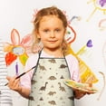 thumbnail image 2 of Beige Origami Dinosaurs Pattern Kids Aprons for Girls and Boys,Adjustable Neck Strap Toddler Aprons for Kids Cooking Baking, 2 of 6