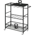 thumbnail image 3 of Modern 3-Tier Kitchen Rolling Wine Cart Glass Stemware Rack Wine Bottle Holders, 3 of 9