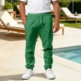 thumbnail image 5 of WAYUTE Pants for Boys Solid Color Trousers Comfortable Elastic Waist Soft Blend Flat Front Design for Everyday Play and School Outdoor Casual,7-8 Y,Green, 5 of 6