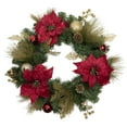 thumbnail image 2 of Northlight Poinsettias and Ball Ornaments Artificial Christmas Wreath - 24" - Unlit, 2 of 5