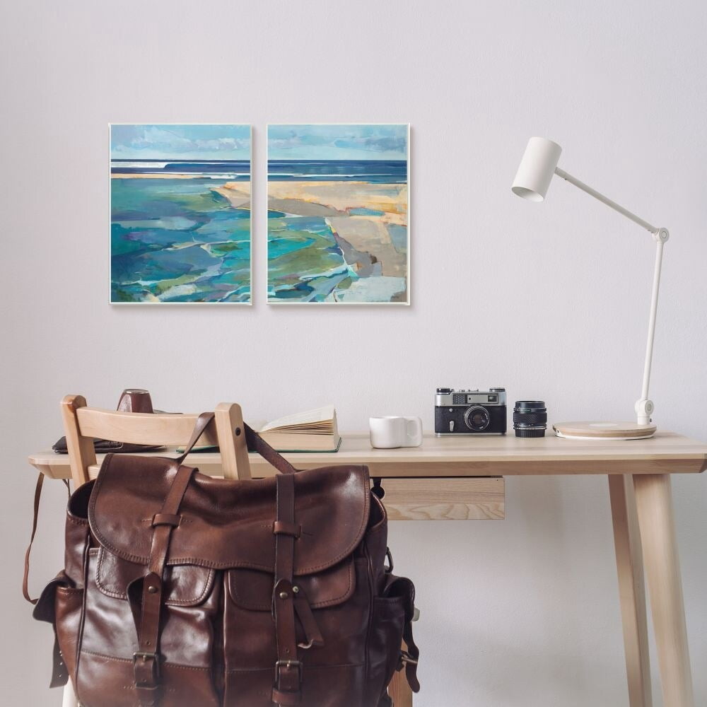 Stupell Industries Pastel Blue Seascape with Rocky Coast Painting Designed by Third and Wall