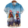 thumbnail image 4 of Camisa hawaiana elegante de manga corta con estampado de pollo de playa para hombre, estilo Harajuku Y2k, ropa informal de uso diario de gran tamaño, 4 of 5