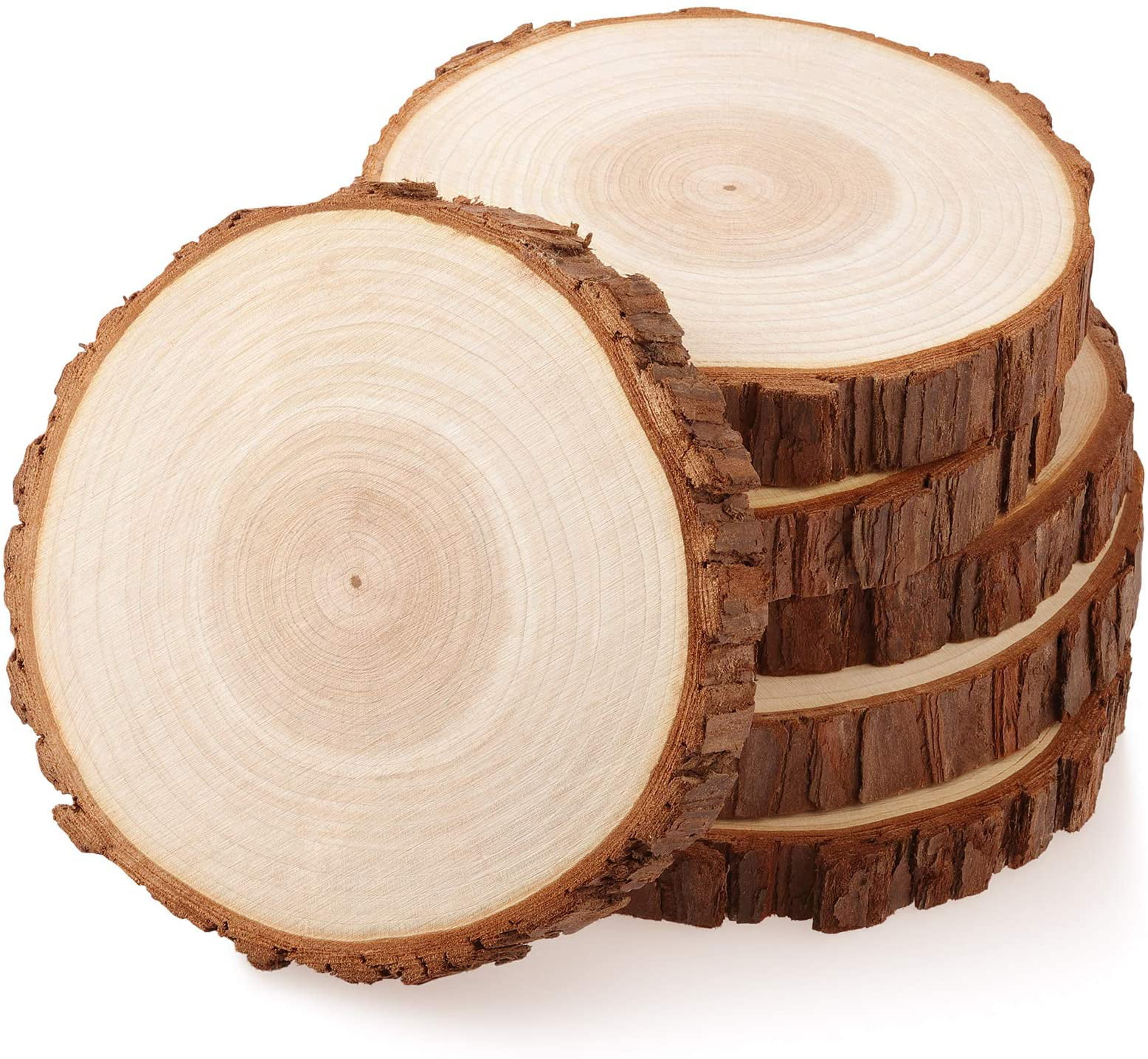 DIY Round Wood Slices Circles with Tree Bark Log Discs Crafts Dector CB 