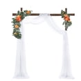 thumbnail image 2 of 2 piezas de arco de boda, decoración floral, corona de recepción de boda, guirnalda de flores Naranja, 2 of 8
