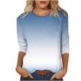 thumbnail image 3 of Bovxnpu 3/4 Length Sleeve Womens Tops, Cotton Casual Tunic Tops for Women Loose Dressy, Women's Fashion Printed Loose T-shirt 3/4 Sleeves Blouse Round Neck Casual XL, 3 of 6