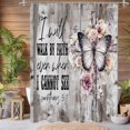 thumbnail image 1 of Brown Floral Bible Verse Quotes Wood Shower Curtain, Tan Rustic Flowers Butterfly Shower Curtains for Chic Vintage Bathroom Decor, Modern Christian Scripture Shower Curtain, 72x72 Inch, 1 of 5
