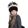 thumbnail image 1 of Contrast Color Furry Hat for Women  Winter Beanie with Patchwork, 1 of 4