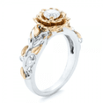 thumbnail image 3 of HeartsAndYou 1ct Round Cut Moissanite Engagement Ring for Women 18k Dual Gold Over Silver Flowers Promise, 3 of 8
