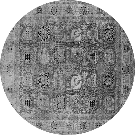 Ahgly Company Indoor Round Oriental Gray Traditional Area Rugs, 8' Round