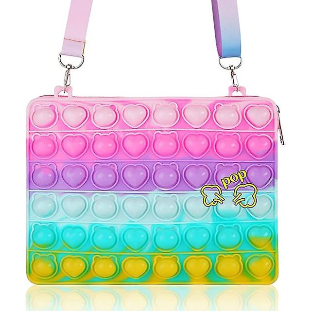 Mochila de regalo de regreso a la escuela, billetera para niñas, bolsa de útiles escolares para estudiantes, cartera tipo mensajero con pop, linda bolsa de mensajero de arcoíris, juguetes pa