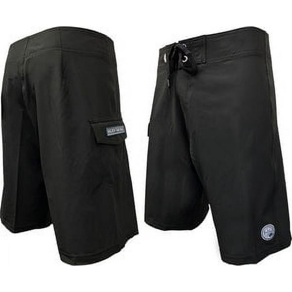 HIC Hawaiian Island Creations Men's Stretch Lifeguard Surf Board Shorts (Black, 38)