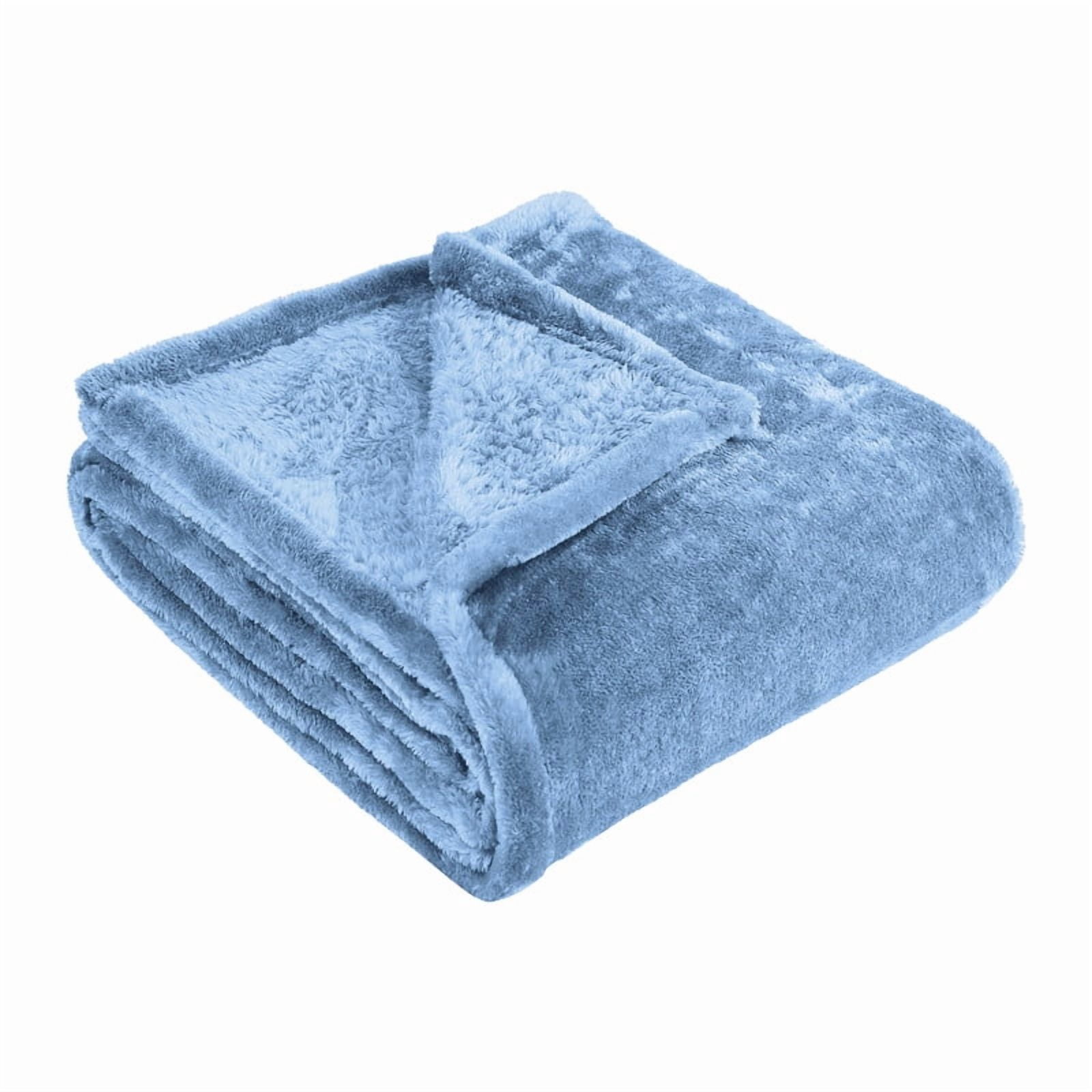Superior Super Soft Plush Fleece Blanket 50" x 70", Bed & Couch Blankets, Throw XL, Blue