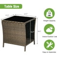 thumbnail image 6 of Kinbor Patio Wicker Rattan Side Table Outdoor Square Tempered Glass Top with Storage, Brown, 6 of 8