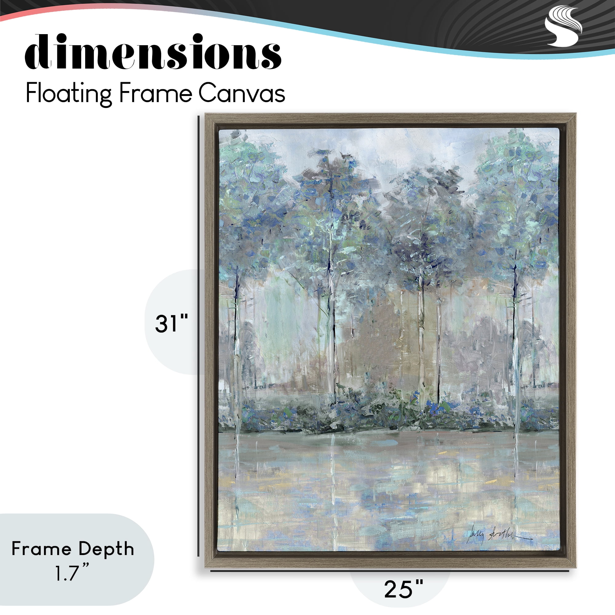 Stupell Industries Subdued Impression of Trees Brown Framed Floater Canvas Wall Art, design by Sally Swatland