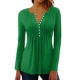 thumbnail image 2 of Long Sleeve Shirts for Women Fall Fashion Dressy Casual Blouses Trendy Pleated Tunic Tops, 2 of 6