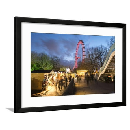 Christmas Markets London Eye Christmas Market in Jubilee Gardens, with the London Eye at Night, South Bank, London, England Framed Print Wall Art By Matthew Williams-Ellis ()