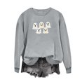 thumbnail image 4 of thefmos Women's Round Neck Halloween Print Pullover Sweatshirt Long Sleeve Solid Color Casual Top Fashion Fall Spooky Season Outfit, Gray L, 4 of 6