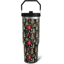 Christmas Gifts 30oz Tumbler Gifts for Women Men, Green Xmas Tree Stainless Steel Insulated Cup, Top Handle and Flip Straw Water Bottle Mug Holiday Gift Ideal